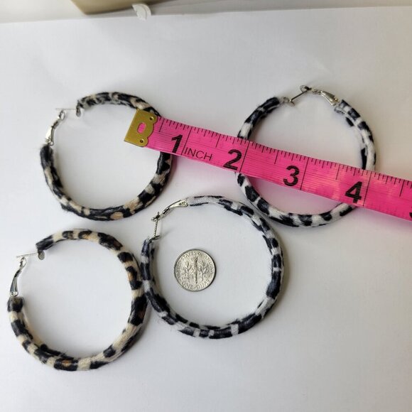 Fuzzy Animal Print Hoop Earrings - Picture 5 of 6